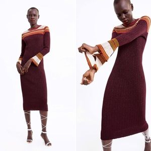 Zara Bell Sleeve Stretch Midi Dress